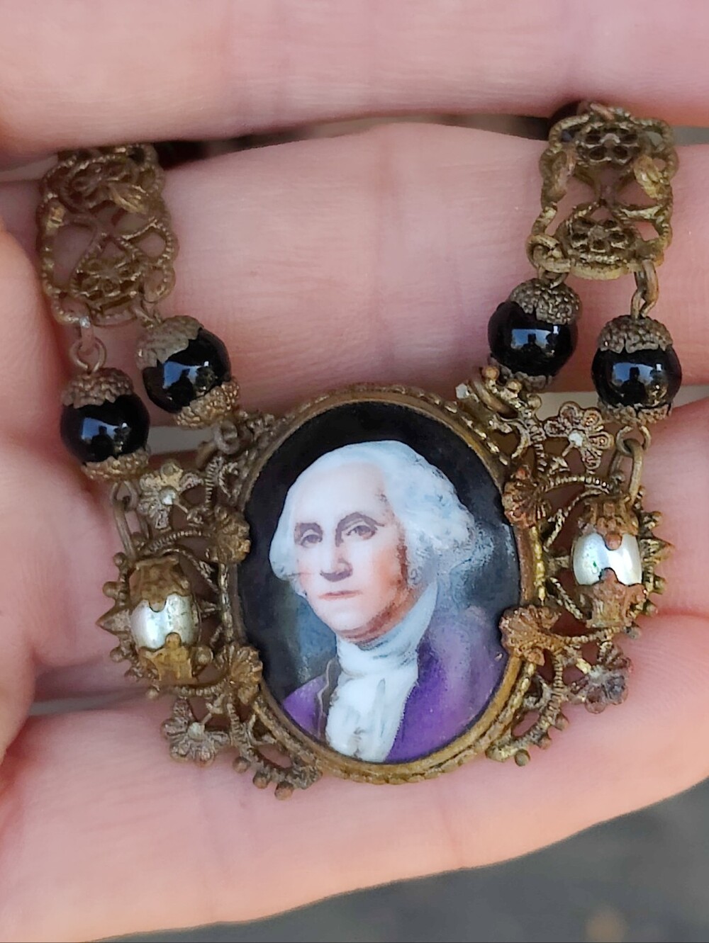 Antique Czechoslovakian George Washington Necklace - Picture 8 of 8